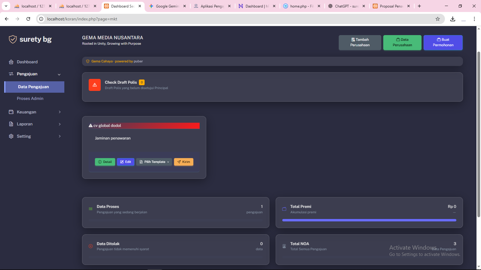 Screenshot Halaman Laporan