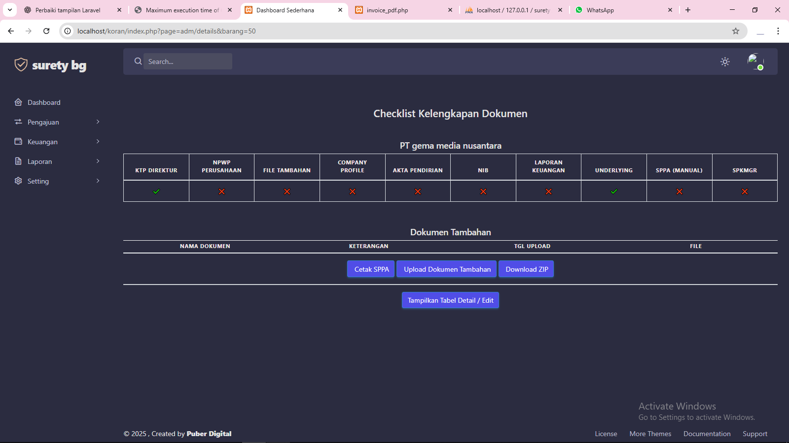 Screenshot Halaman Laporan